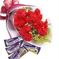 Carnations Bouquet With Cadbury Chocolates