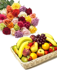 24 Roses-With-Fruit-Basket