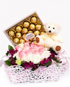 Pink Roses and Chocolate Basket!
