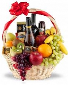 wine , Sparkline juice, cookies  & Fruit Baskets: The Premium Selection