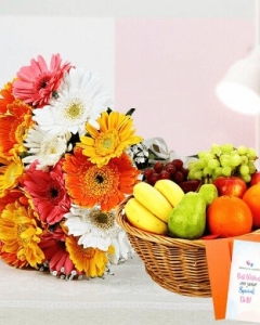 Basket of fruit with flowers for MOM